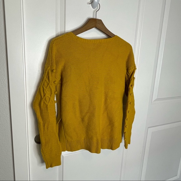 Madewell Open Side Bobble Yellow Wool Knit Sweater Size Medium - Picture 7 of 7